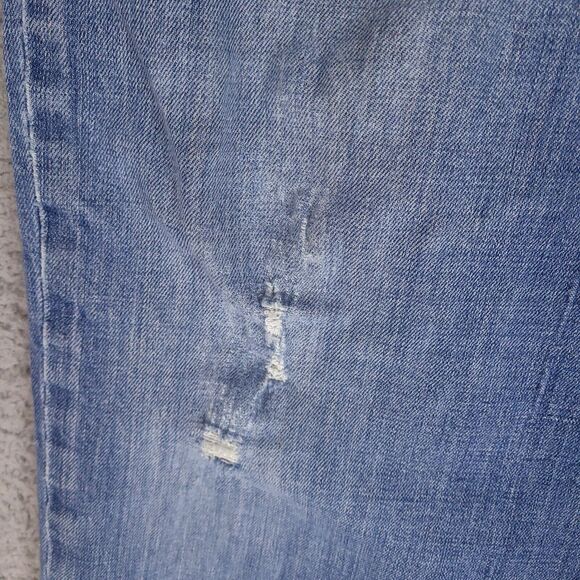 Orvis Jeans Mens 41 x 28.5 Blue Denim Straight Leg Distressed Cotton Blend - Picture 7 of 16